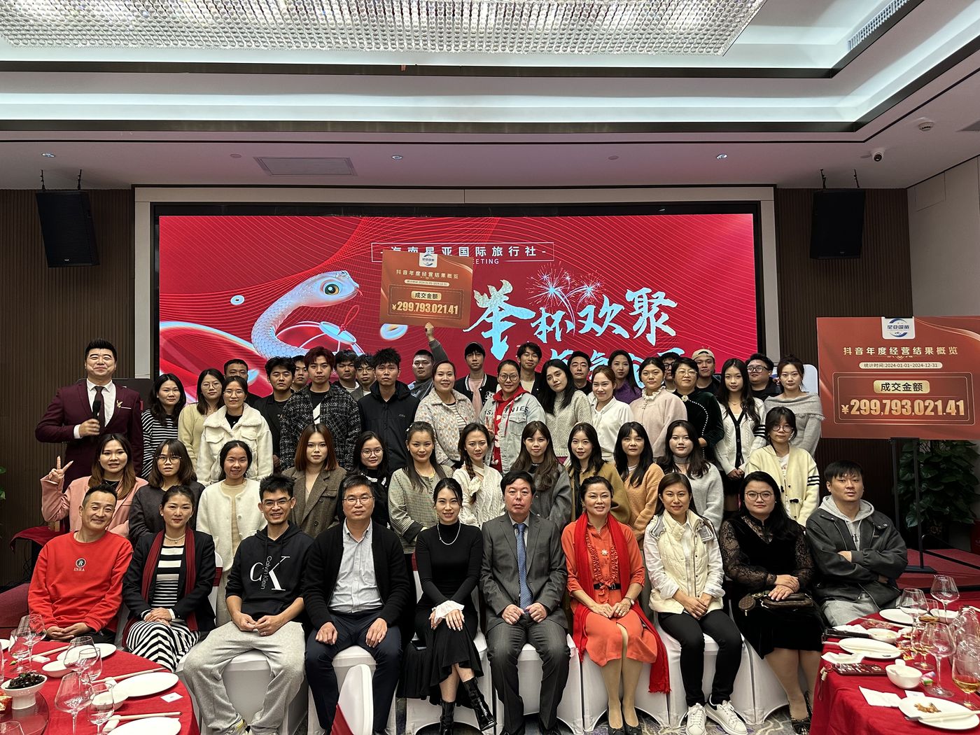 海南星亚国际旅行社年度庆典全员合影